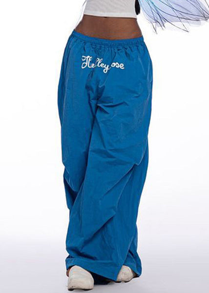 Modern Blue Print Elastic Waist Cotton Wide Leg Pants Spring YT004 ABC