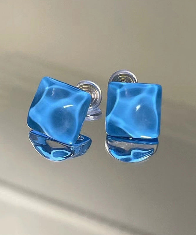 Modern Blue Sterling Silver Overgild Crystal Stud Earrings KX1017 Ada Fashion