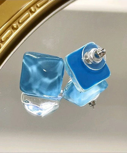 Modern Blue Sterling Silver Overgild Crystal Stud Earrings KX1017 Ada Fashion