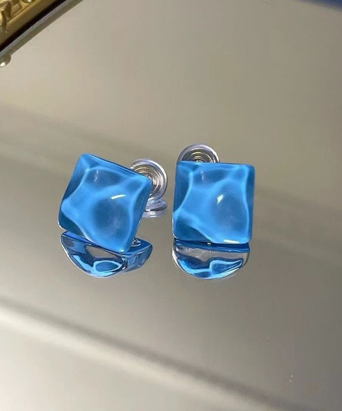 Modern Blue Sterling Silver Overgild Crystal Stud Earrings KX1017 Ada Fashion