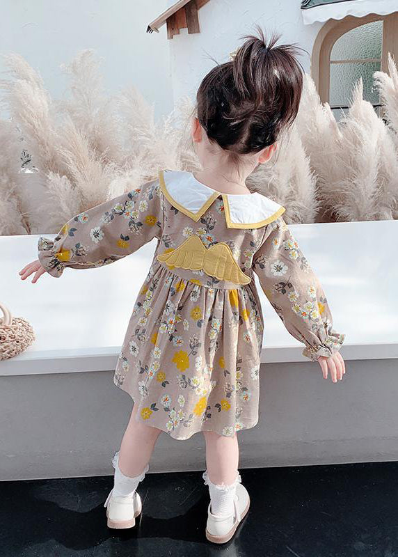 Modern Brown Embroideried Print Girls Vacation Long Dresses Long Sleeve SS1038 MM-RCTZ-FDL240601