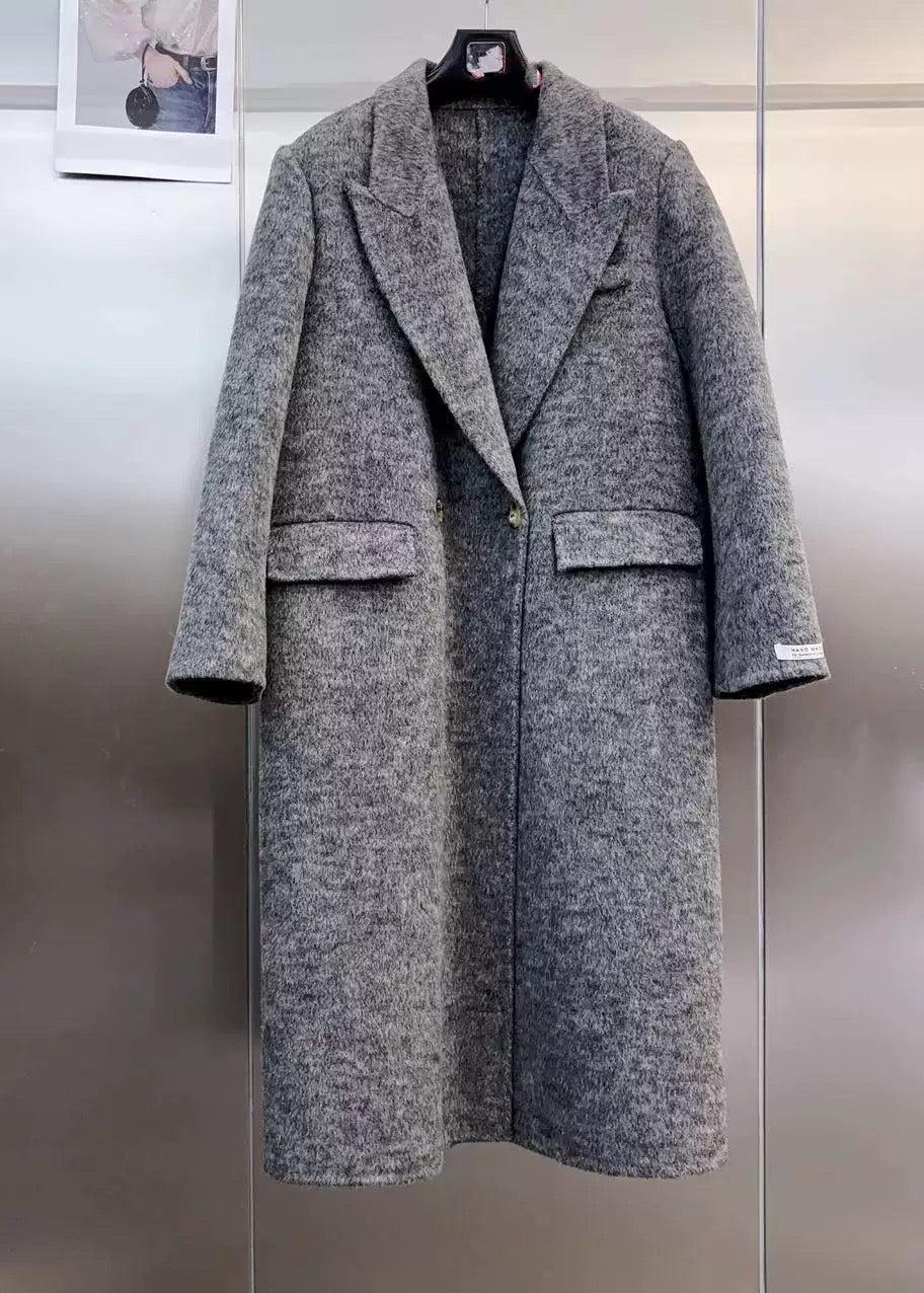 Modern Brown Peter Pan Collar Pockets Woolen Coat Winter RL007 ABC