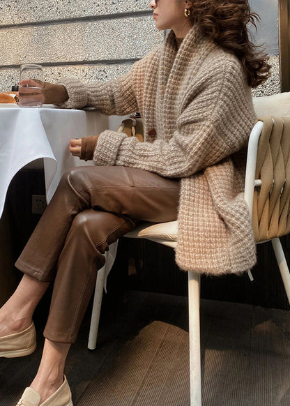 Modern Camel V Neck Button Knit Cardigan Fall WO039 HS-NCT241109