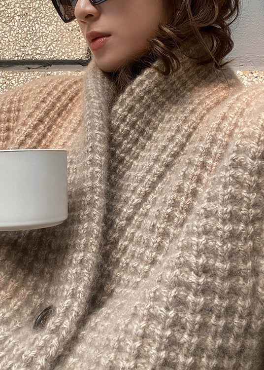 Modern Camel V Neck Button Knit Cardigan Fall WO039 HS-NCT241109