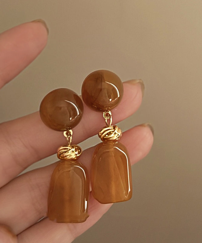 Modern Coffee Acrylic Alloy Resin Drop Earrings PO035 JEW-EAR240729