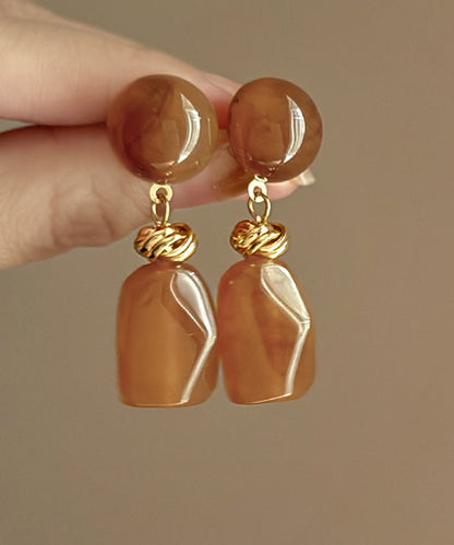 Modern Coffee Acrylic Alloy Resin Drop Earrings PO035 JEW-EAR240729