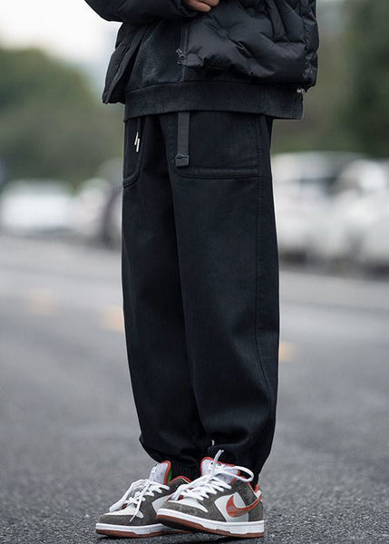 Pants Pockets Spring Elastic Waist Men Coffee Beam Modern FashionChic