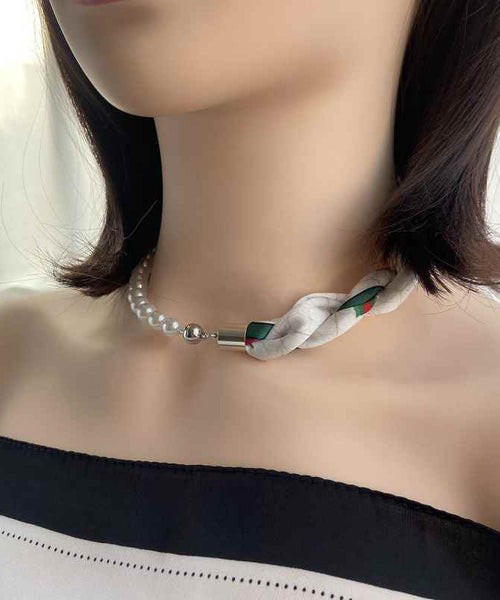 Steel Stainless Modern Coffee Scarf Print Patchwork Pearl FashionChic