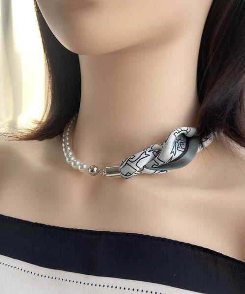 Steel Stainless Modern Coffee Scarf Print Patchwork Pearl FashionChic