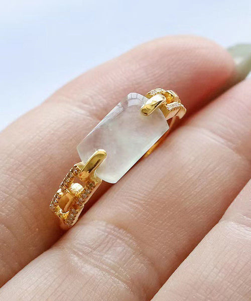 Modern Cyan 18K Gold Chalcedony Rings AC1035 Genistyle Shop