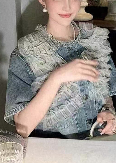 Tulle Modern Day Denim Patchwork Dress Blue Summer FashionChic