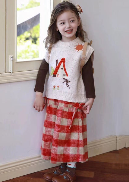 Modern Girls Waistcoat Top And Plaid Crop Pants Three Pieces Set Spring TR001 ABC