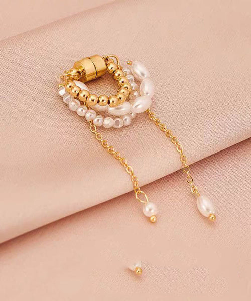 Earrings Tassel Drop Pearl Chain Gold Modern Alloy FashionChic