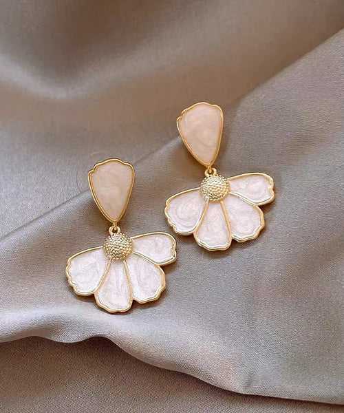 Drop Copper Earrings Shell Alloy Modern Gold Floral FashionChic