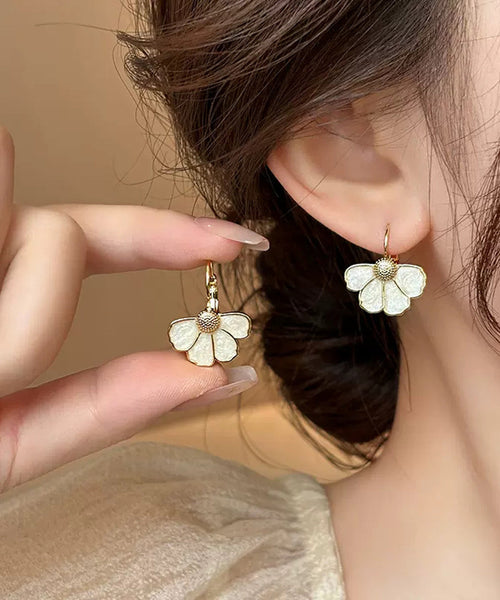 Drop Copper Earrings Shell Alloy Modern Gold Floral FashionChic