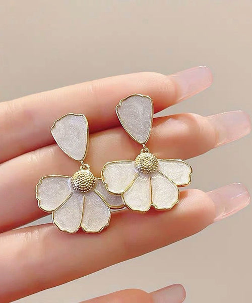 Drop Copper Earrings Shell Alloy Modern Gold Floral FashionChic