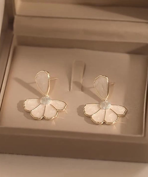 Drop Copper Earrings Shell Alloy Modern Gold Floral FashionChic
