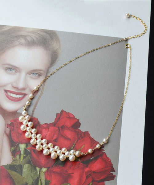 Modern Gold Copper Alloy Pearl Princess Necklace YI033 ABC