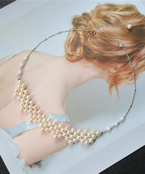 Modern Gold Copper Alloy Pearl Princess Necklace YI033 ABC