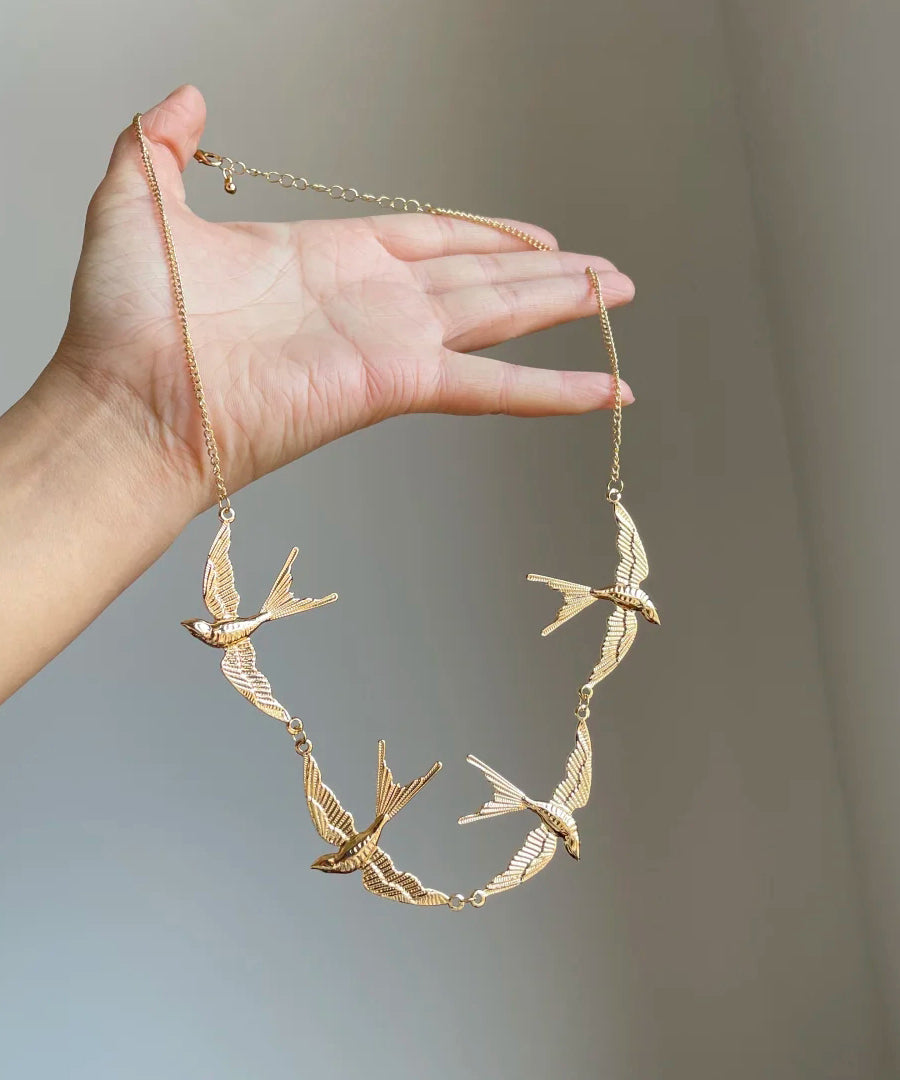 Gold Copper Young Alloy Pendant Necklace Swallow Modern FashionChic
