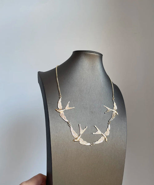 Gold Copper Young Alloy Pendant Necklace Swallow Modern FashionChic