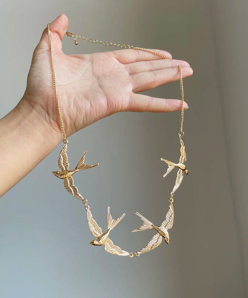 Gold Copper Young Alloy Pendant Necklace Swallow Modern FashionChic