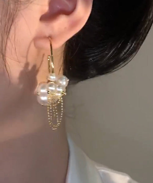 Hoop Modern Pearl Copper Earrings Gold Tassel Overgild FashionChic
