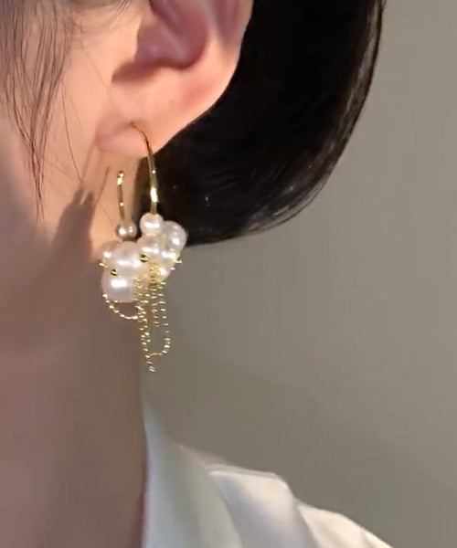 Hoop Modern Pearl Copper Earrings Gold Tassel Overgild FashionChic