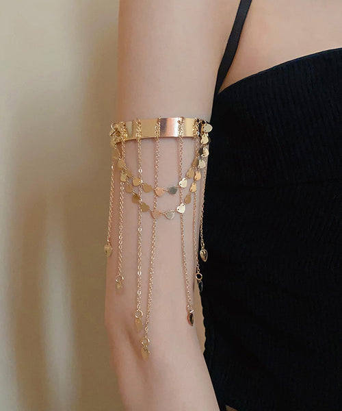 Modern Gold Sterling Silver Overgild Love Tassel Open Arm Chain II004 JEW-BCH240825