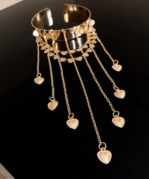 Modern Gold Sterling Silver Overgild Love Tassel Open Arm Chain II004 JEW-BCH240825