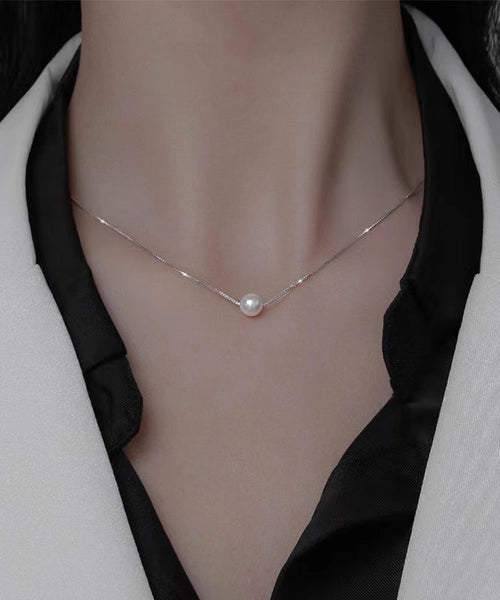 Modern Gold Sterling Silver Overgild Pearl Necklace PO069 JEW-NLC240729