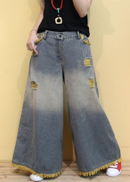 Modern Green Pockets High Waist Denim Wide Leg Pants Summer MN096 MMDM-LPTS240704