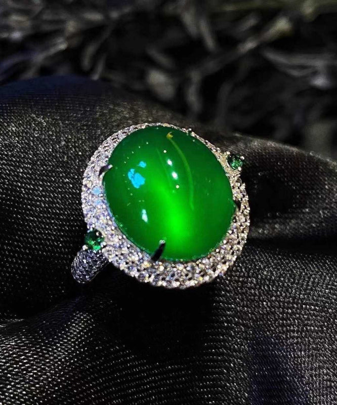 Modern Green Sterling Silver Zircon Jade Rings AC1046 Genistyle Shop