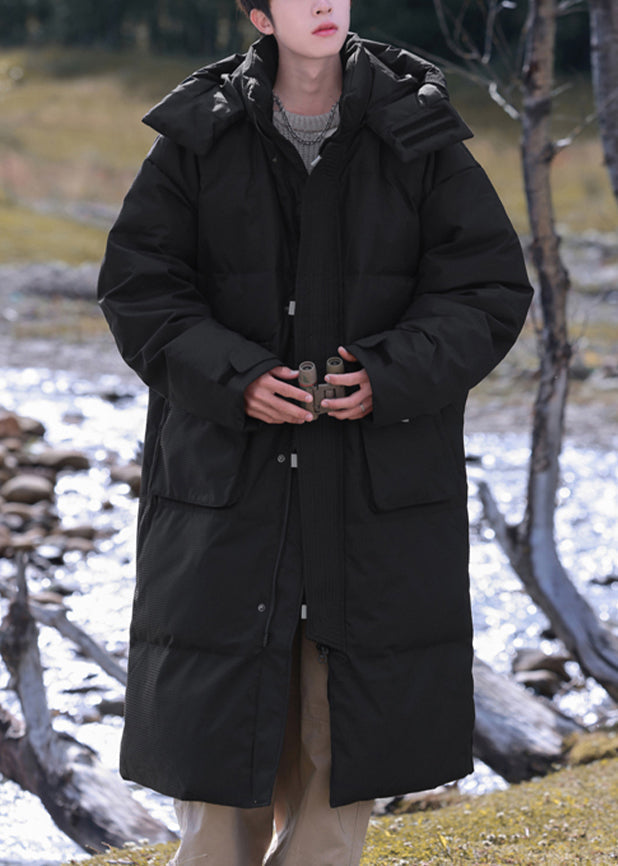 Modern Grey Hooded Button Pockets Duck Down Men Down Coats Winter RJ017 ABC