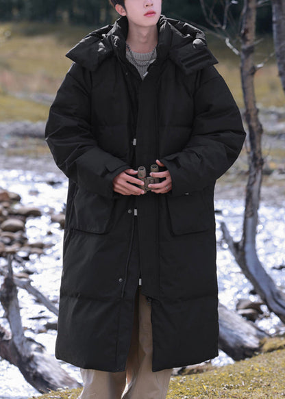 Modern Grey Hooded Button Pockets Duck Down Men Down Coats Winter RJ017 ABC