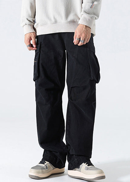 Pants High Mens Spring Waist Grey Cotton Pockets Modern FashionChic