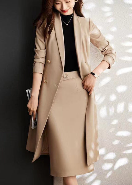 Modern Khaki Double Breast Formal Trench Coat Spring YJ026 ABC