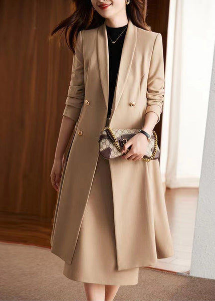 Modern Khaki Double Breast Formal Trench Coat Spring YJ026 ABC