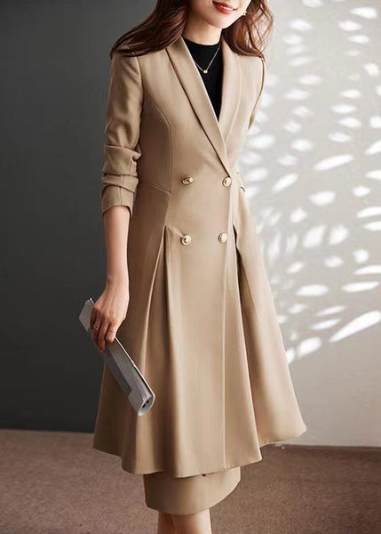 Modern Khaki Double Breast Formal Trench Coat Spring YJ026 ABC