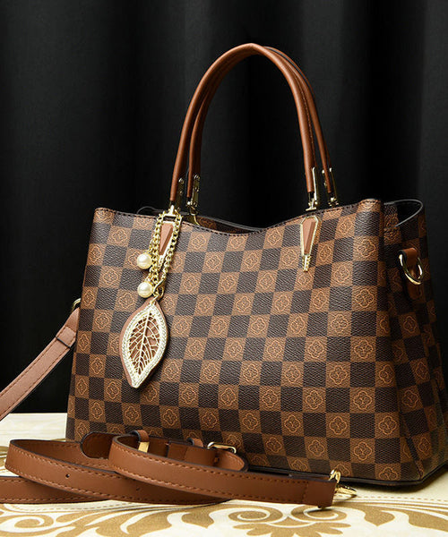 Modern Khaki Print Large Versatile Leather Tote Handbag MM027 Bag-BGS240620