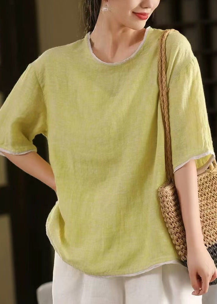 Summer Oversized Green Modern Linen Tanks Light Patchwork FashionChic