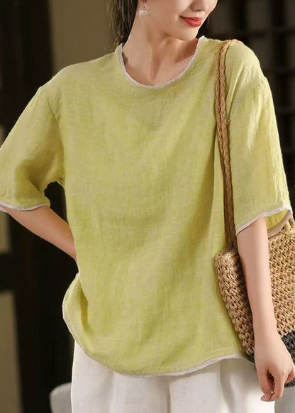 Summer Oversized Green Modern Linen Tanks Light Patchwork FashionChic