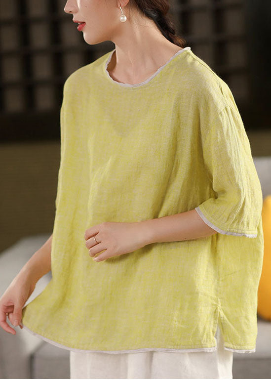 Summer Oversized Green Modern Linen Tanks Light Patchwork FashionChic