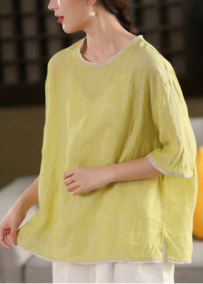 Summer Oversized Green Modern Linen Tanks Light Patchwork FashionChic