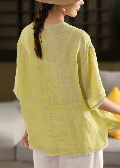 Summer Oversized Green Modern Linen Tanks Light Patchwork FashionChic