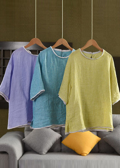 Summer Oversized Green Modern Linen Tanks Light Patchwork FashionChic