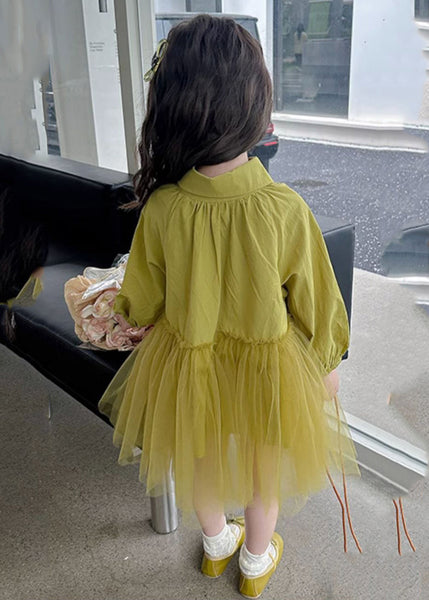 Modern Light Green Peter Pan Collar Tulle Patchwork Girls Long Dress Long Sleeve SS1060 MM-RCTZ-FDL240601