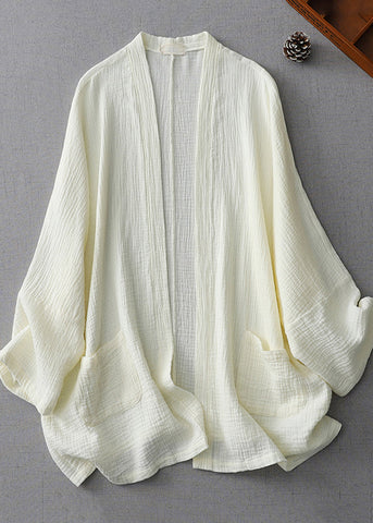 White Cardigan Cotton Modern Spring Milk Oversized FashionChic