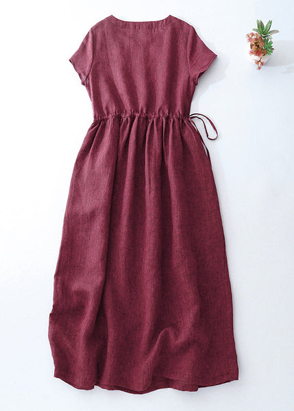 Long Linen Cinched Summer Dress Modern Mulberry FashionChic