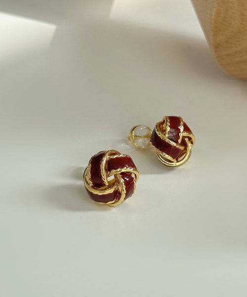 Modern Mulberry Sterling Silver Overgild Glazed Stud Earrings WQ017 JEW-EAR241102